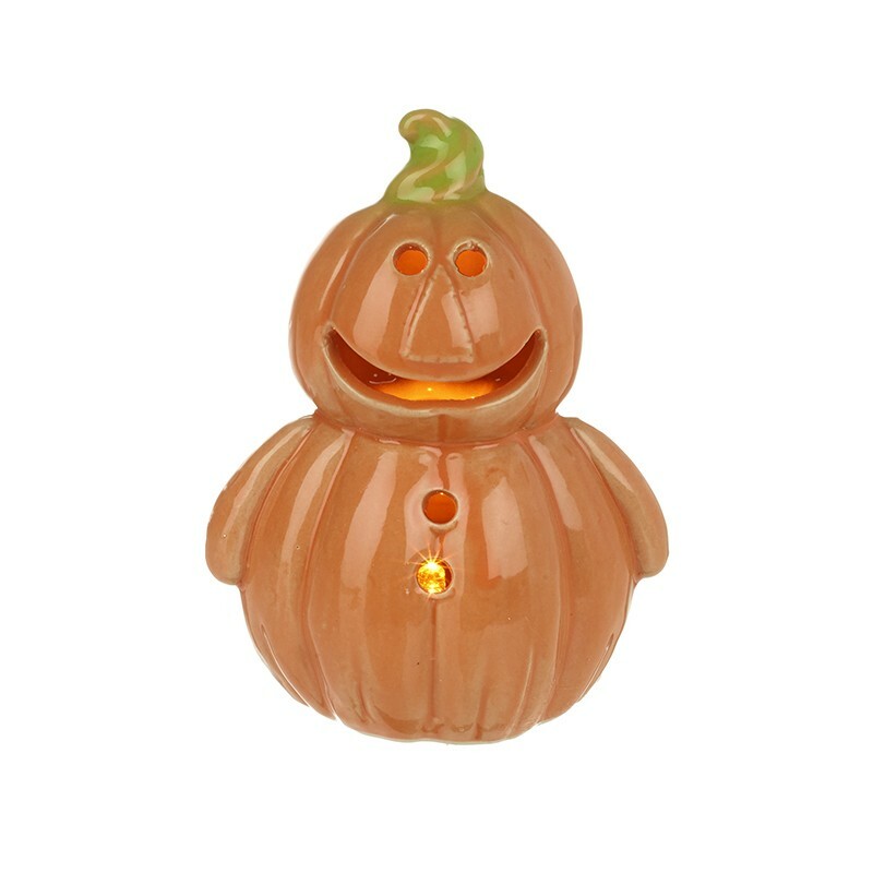 Light-up ceramic Halloween pumpkin